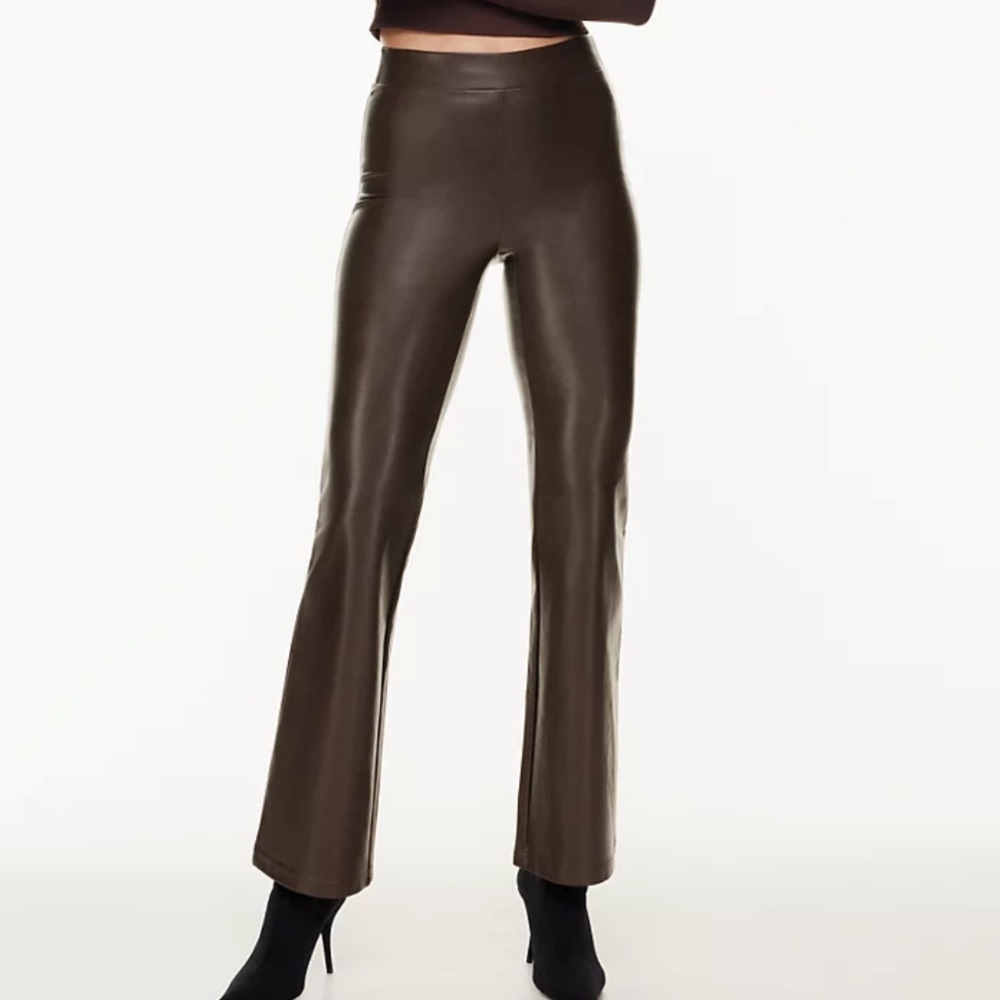 Aritzia Faux Leather Upstage Pant Brown